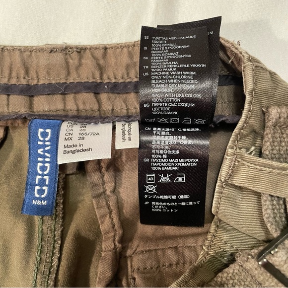 DIVIDED by H&M Men’s Olive Green Cargo Shorts Size 28 - Picture 10 of 14